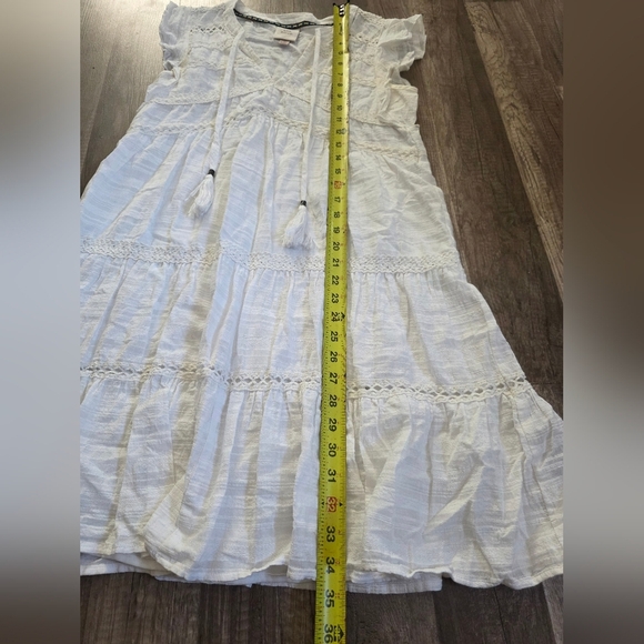 Knox Rose White Boho Cotton Dress Flutter Eyelet Cutouts Festival Beach Y2k M - Picture 6 of 11